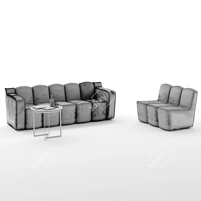elegant wood slice sofa table 3D model image 1