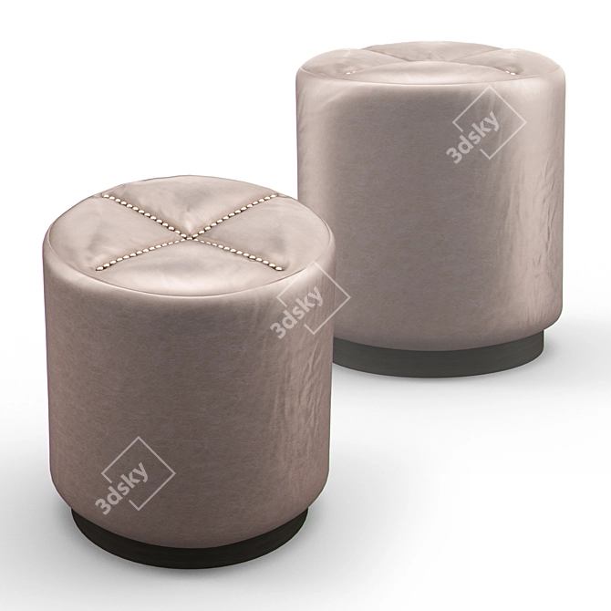 Luxury Tufted Ottoman - Customizable Design 3D model image 1