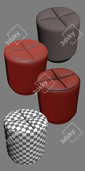 Luxury Tufted Ottoman - Customizable Design 3D model image 3