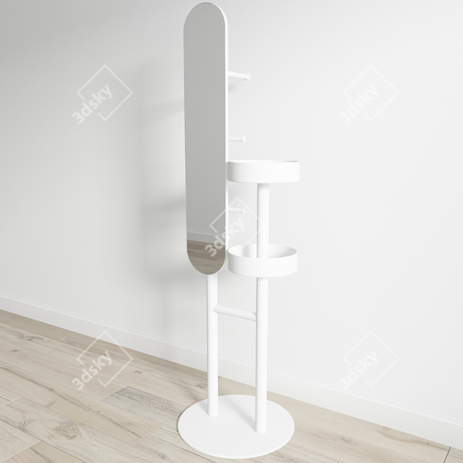 Mirror-topped coat rack 3D model image 1