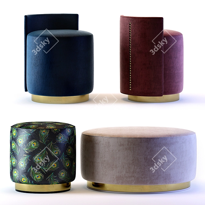 Elegant Ottoman Collection: Larkin & Camille 3D model image 1