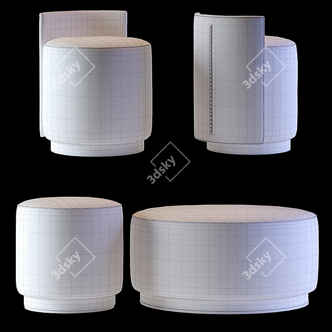 Elegant Ottoman Collection: Larkin & Camille 3D model image 3