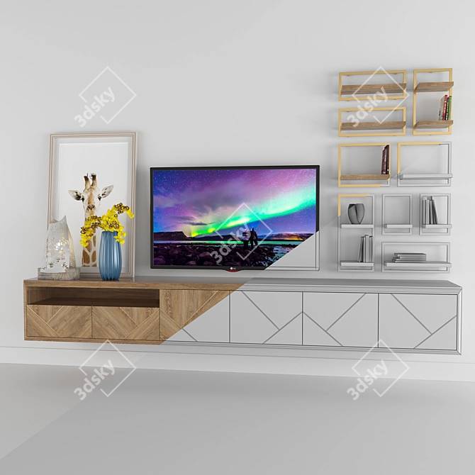 Modern Dekor Set TV Console 3D model image 1