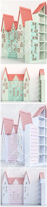 Kids' House-Shaped Cabinet: Detailed Design 3D model image 3