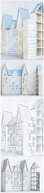 Kids' House-Shaped Cabinet: Detailed Design 3D model image 1