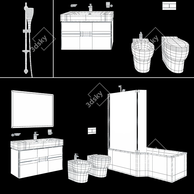 Elegant Jacob Delafon Bathroom Set 3D model image 2