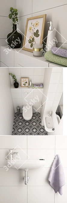 Space-Saving Toilet Set 3D model image 2