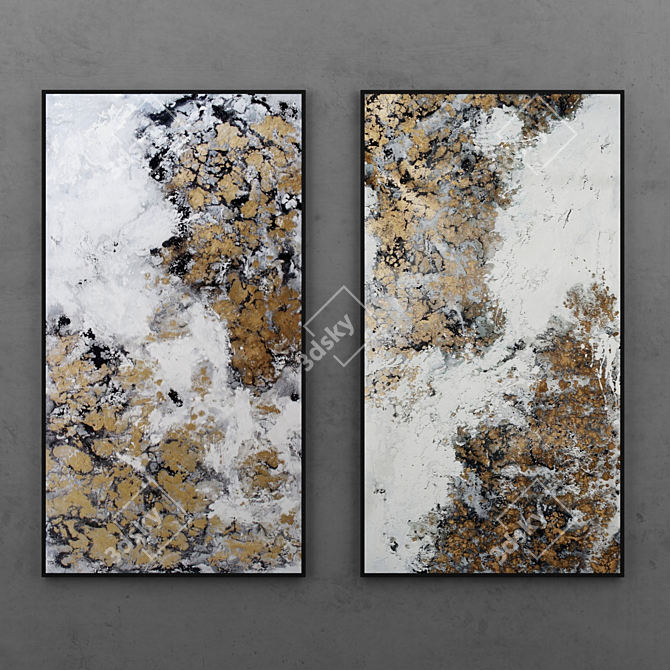 Fluid Art Abstract Painting Set | Modern Minimalist Décor 3D model image 1