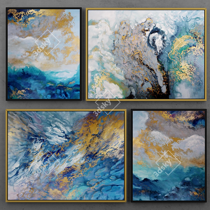 Abstract Fluid Art Painting Set 3D model image 1