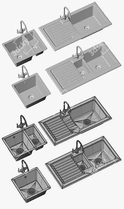 Elegant Ceramic Kitchen Sinks | Rangemaster Collection 3D model image 3