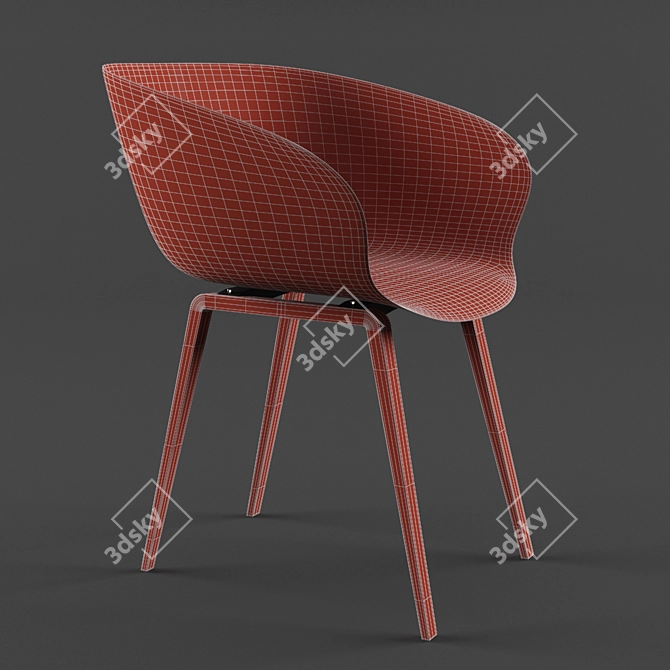 Modern Arm Chair: PP Plastic + Beechwood 3D model image 3