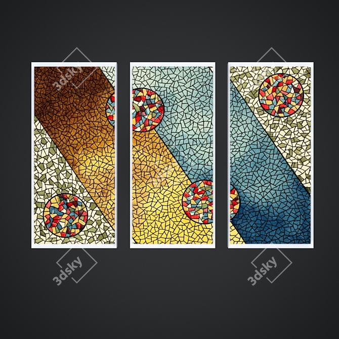 Modern Triptych Wall Art 3D model image 1