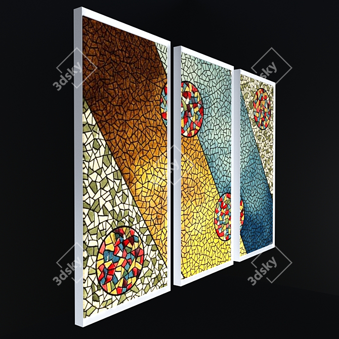 Modern Triptych Wall Art 3D model image 2