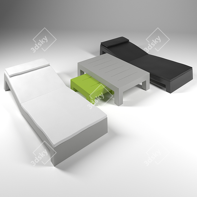 Sleek Vondom Jut Chaise Set 3D model image 1
