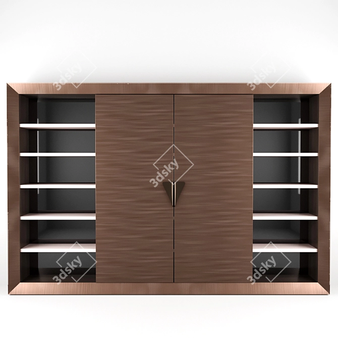 Visionnaire Browine: Italian-made Brown Bookcase with Wood, Leather, and Fabric Materials 3D model image 1