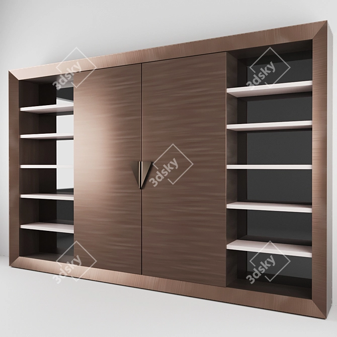 Visionnaire Browine: Italian-made Brown Bookcase with Wood, Leather, and Fabric Materials 3D model image 2