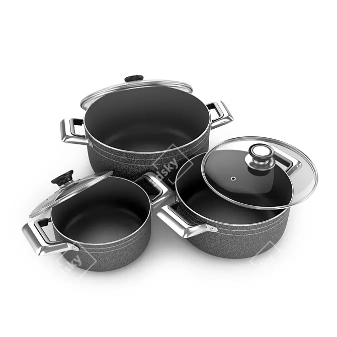 Professional Cookware Set: 22,608 Polygons & 21,645 Vertices 3D model image 2