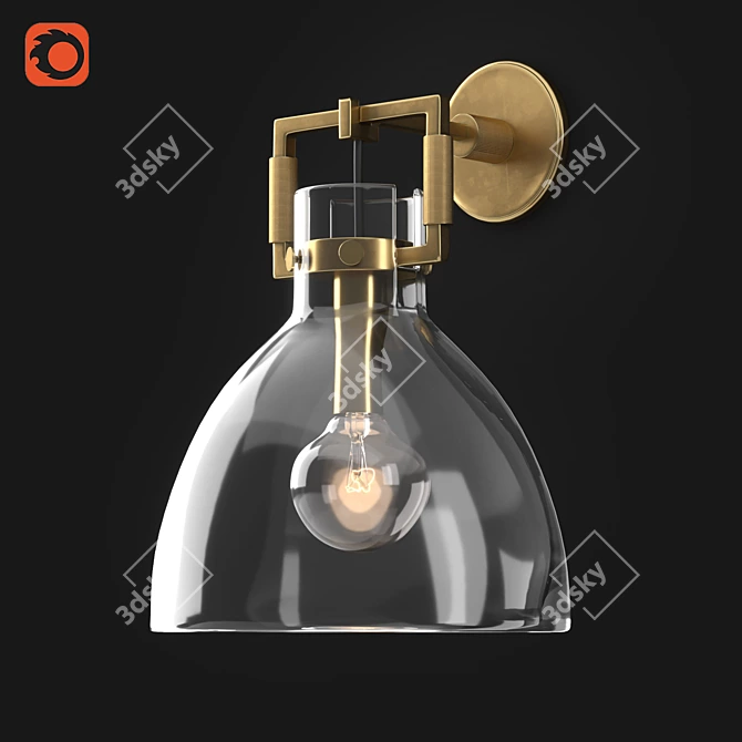 Rustic Glass Cloche Wall Sconce 3D model image 1