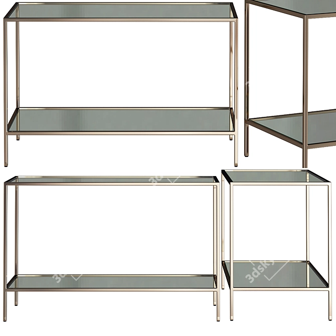 Elegant Mirrored Console Table 3D model image 1