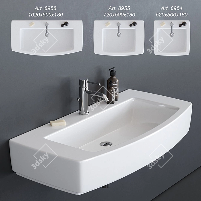 Modern Ceramic Washbasins: SA.02 Collection 3D model image 1