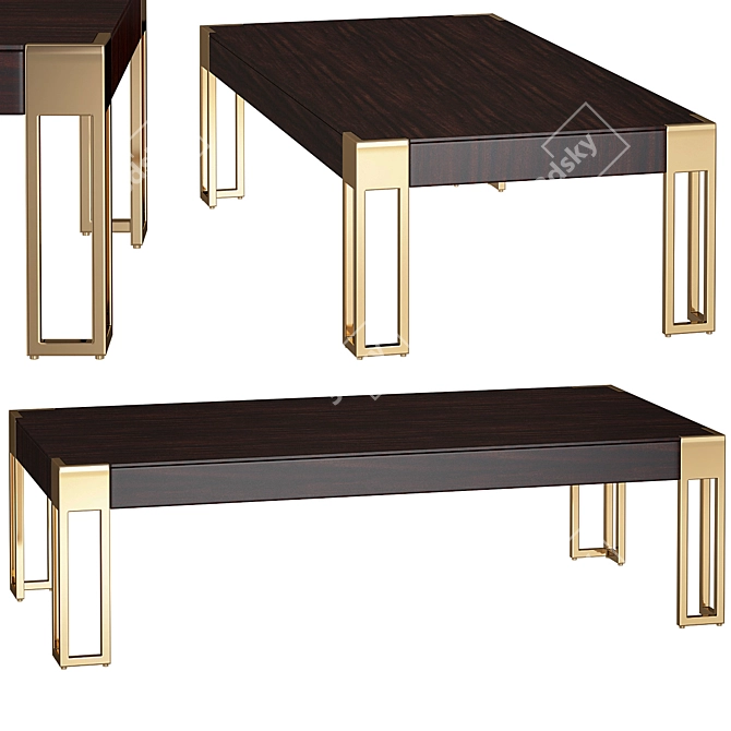 Elegant Brass Coffee Table 3D model image 1