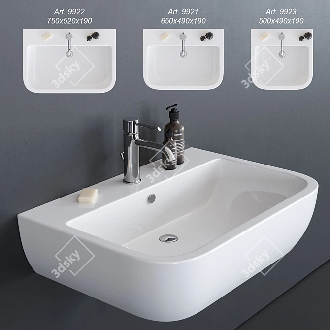 Elegant Ceramic Washbasins - GALASSIA SA02 3D model image 1