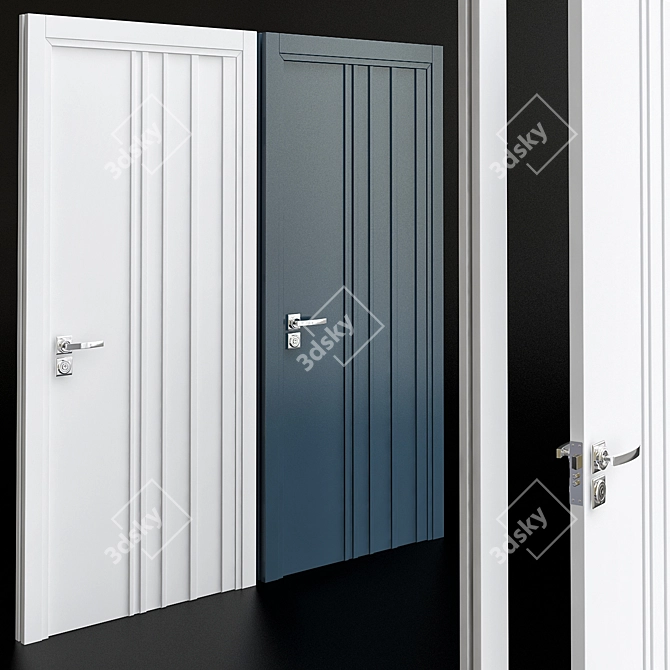 Solo Modern PL3: Versatile White Interior Door 3D model image 1