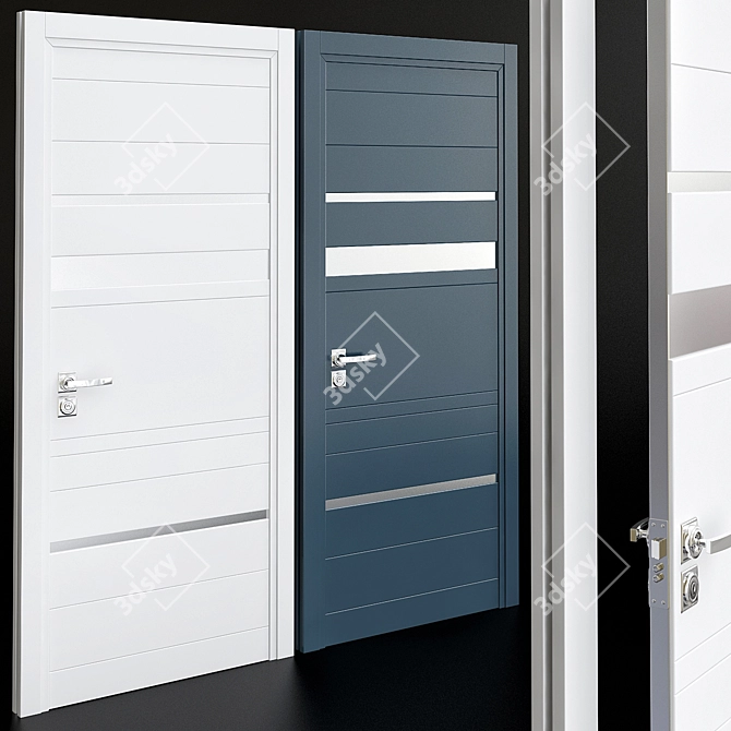 Modern White Filenka Interior Door Set 3D model image 1