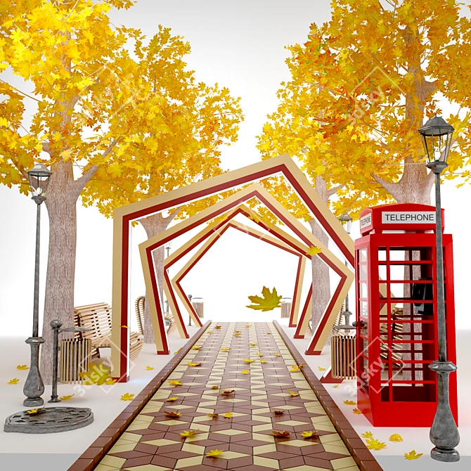 Serene Autumn Park Sculpture 3D model image 1