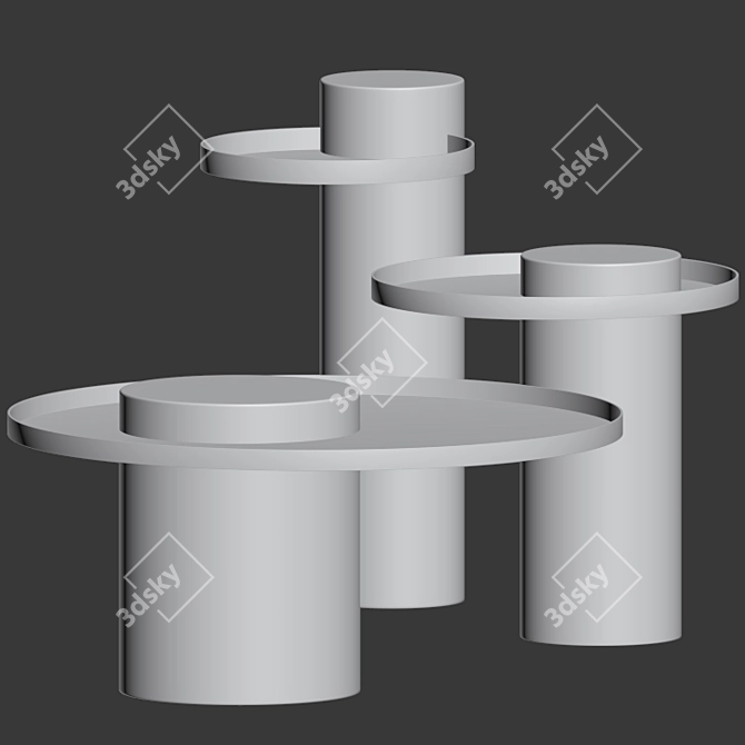 Elegant Salute: Marble & Brass Side Table 3D model image 2