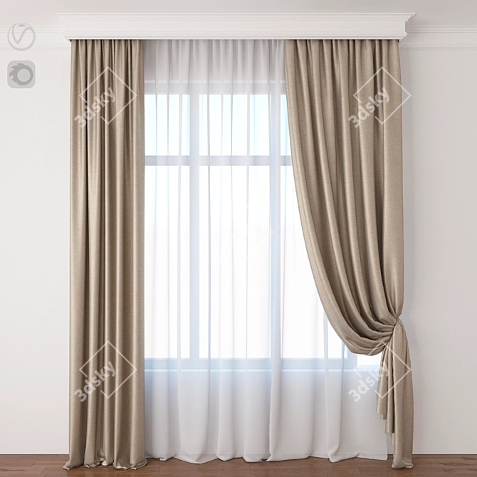 Elegant Drapery 3D model image 1