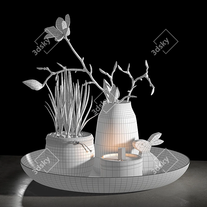 Delicate Magnolia Decor Set 3D model image 3