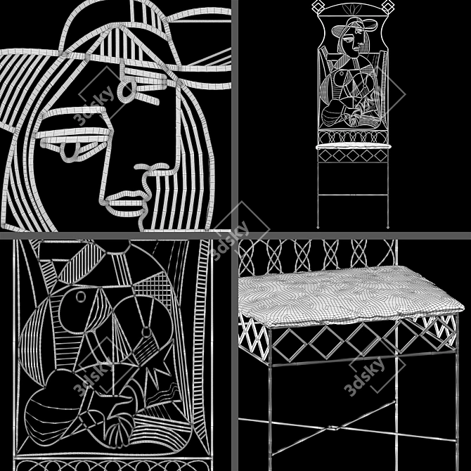 Artistic Picasso Chair 3D model image 2