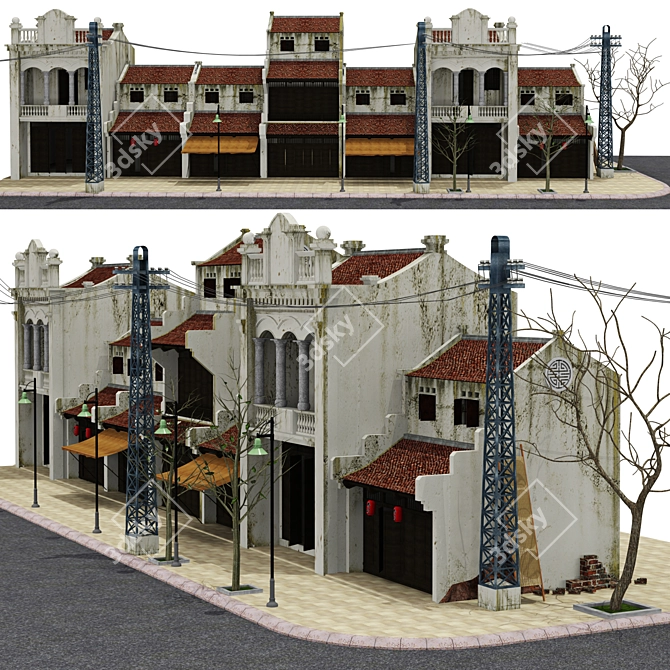 Vintage Charm: Explore the Old Town 3D model image 1