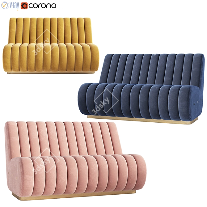 Sophia Velvet Sofa: Modern Mid-century Design 3D model image 2