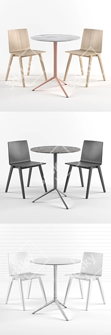 Elliot Osaka Set: Elegant Table & Chairs 3D model image 2