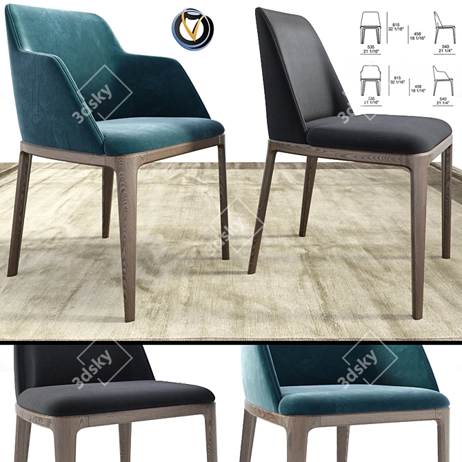 Elegant Poliform Grace Chair Set 3D model image 2