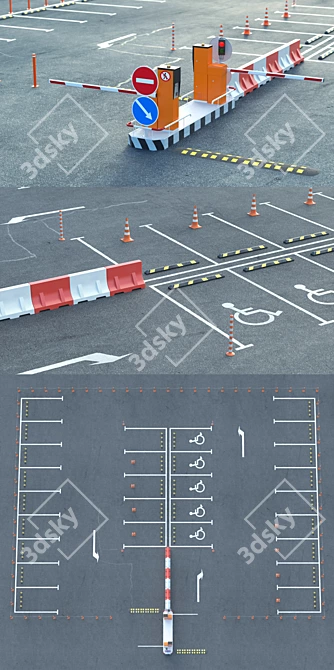 Parking Lot Builder Kit: Road Fences & Equipment 3D model image 3