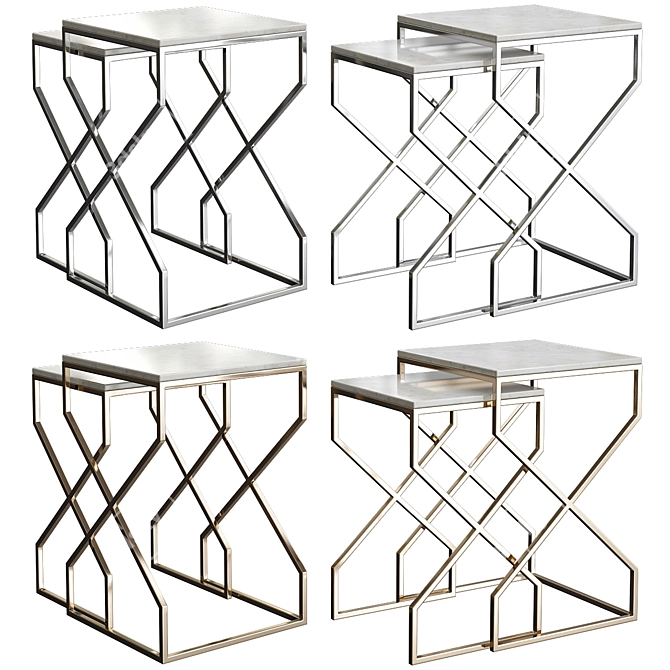 Elegant Nesting End Tables 3D model image 1