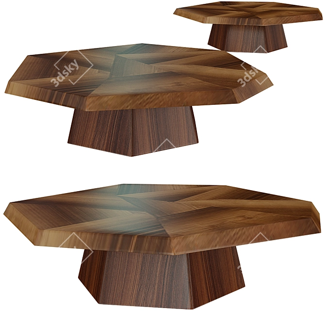 Elegant Yukas Wood Coffee Table 3D model image 1