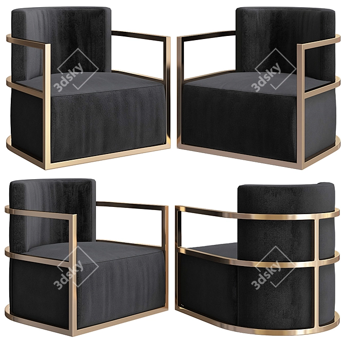 Luxury Velvet and Gold Occasional Chair 3D model image 1