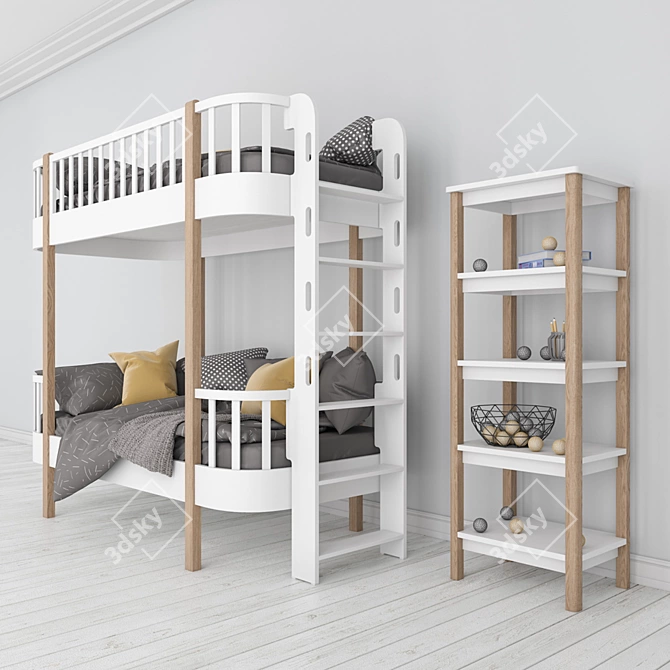 Ellipse Classic Bunk Bed: Stylish and Space-Saving 3D model image 2