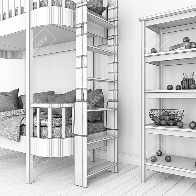 Ellipse Classic Bunk Bed: Stylish and Space-Saving 3D model image 3