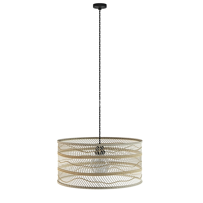 Natural Rattan Wicker Pendant 3D model image 2