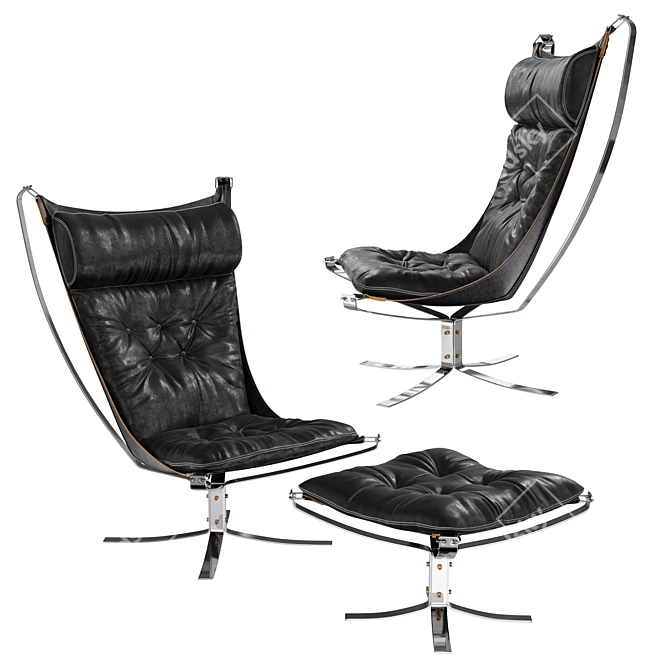 Sleek Falcon Chrome Chair 3D model image 1