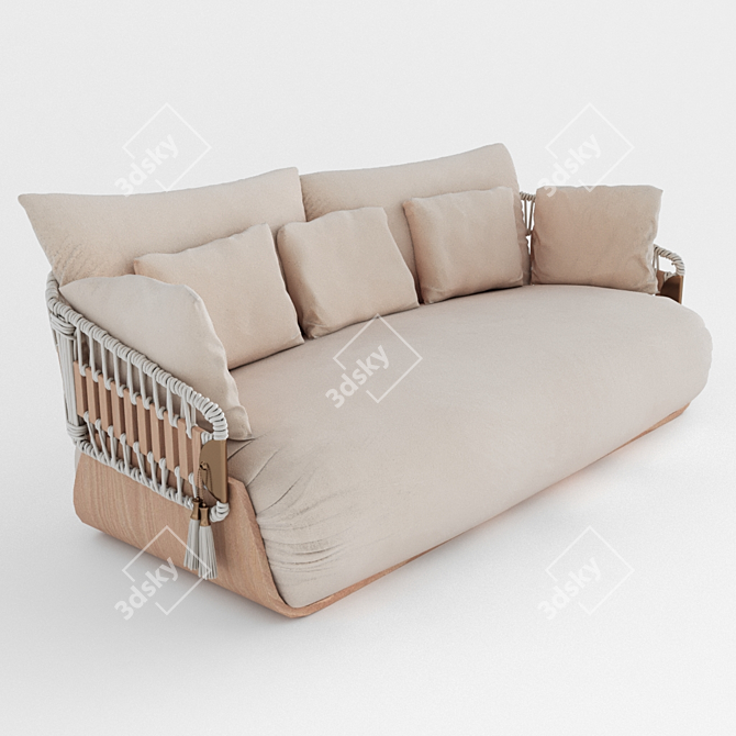 Elegant Teak Sofa: Kathryn 3D model image 1