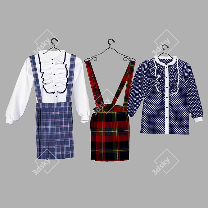 Stylish School Uniform Set 3D model image 1