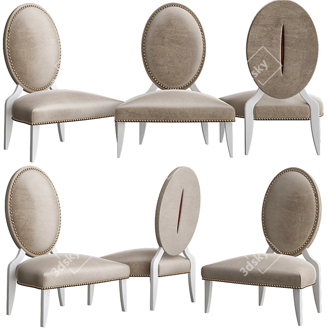 Elegant Silk Back Fauteuil 3D model image 1