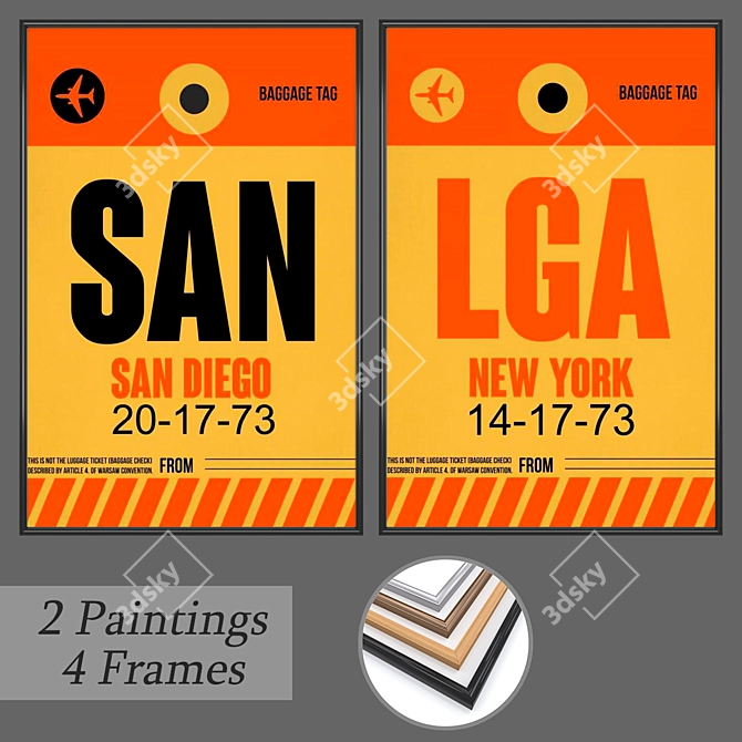 Wall Art Set | 2 Paintings & 4 Frame Options 3D model image 1