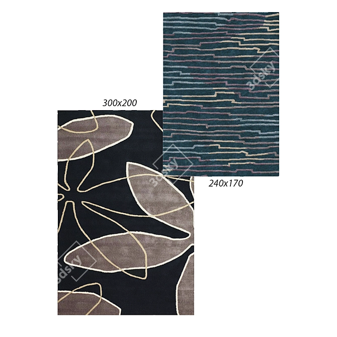 Xian Leaf Caviar Rug: Luxurious Elegance 3D model image 1